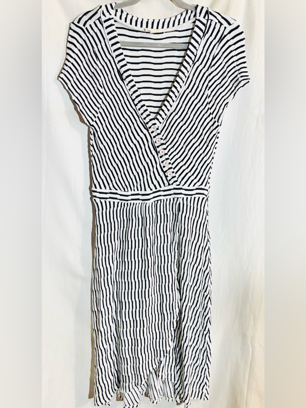 Maeve Textured Stripes Dress Sz M Tulip Hem Soft Stretchy Anthropologie Party